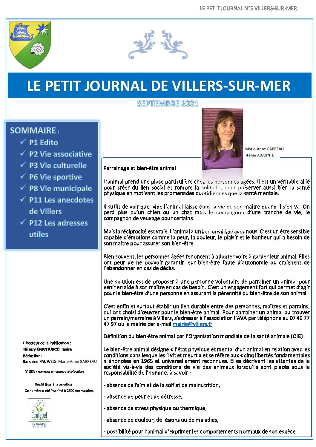 Le petit journal de Villers n°5 du mois de Septembre