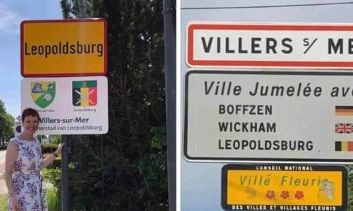 INTERNATIONAL : le panneau du jumelage avec Leopoldsburg (Belgique) a été officiellement posé chez nos amis belges